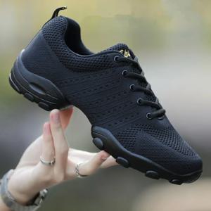 댄스 신발 남자 숙녀 현대 소프트 Outsole 재즈 스니커즈 가죽 메쉬 통기성 경량 여성 춤 피트니스 신발 스포츠
