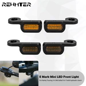 오토바이 미니 LED 회전 신호 앰버 라이트 12V E 마크 Harley Softail Touring Road King FLTRX FLHT FLHX 14-23 Softail 16-17