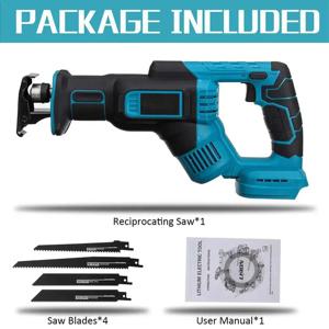 Makita 18V 배터리와 호환되는 4개의 블레이드가 있는 목재 및 금속 절단용 새로운 무선 왕복 톱 배터리는 포함되어 있지 않습니다.