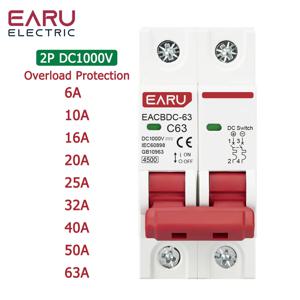 DC 1000V 태양광 미니 회로 차단기 과부하 보호 스위치 6A/10A/16A/20A/25A/32A/40A/50A/63A 2P DC1000V 광전지 MCB PV