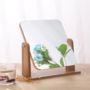 천연 나무 스탠드가 있는 화장대 화장대 거울, 1x 360도 회전 돋보기, 휴대용 테이블 수조 거울 욕실