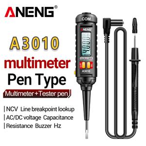 ANENG A3010 펜형 멀티미터 디지털 전문가용 4000 카운트 스마트 디지털 이중 목적 NCV AC/DC 커패시턴스 Hz 미터 도구