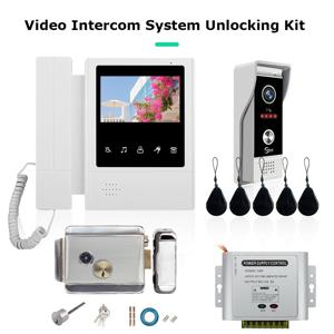 LCD 비디오 인터콤 시스템, 양방향 인터콤 RFID 카드, 잠금 장치가 있는 금속 초인종 잠금 해제, 홈 지지대, 4.3 인치
