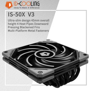 ID-COOLING IS-50X ITX 공냉식 CPU 쿨러 4 히트 파이프 Intel LGA 1700 1200 AM4 AM5 프로세서 쿨러용 4핀 PWM 팬