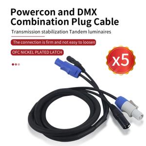 5 개/몫 DMX 케이블 전원 케이블 Powercon 플러그와 DMX XLR 신호 라인 액세서리 무대 웨딩 DJ 디스코 조합