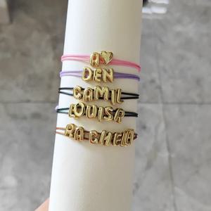 자수, 조절 가능한 팔찌, 커플 보석 선물이 없는 맞춤형 버블 3D 이니셜 팔찌 짠 팔찌