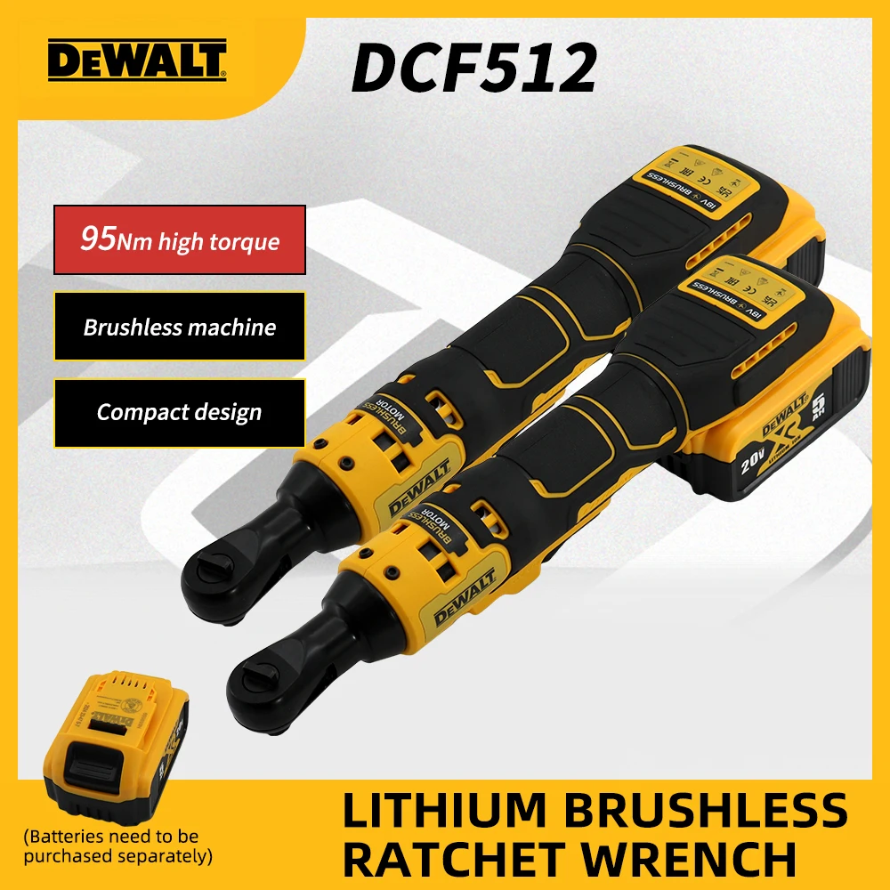 DEWALT DCF512 브러시리스 래칫 렌치 LED 라이트 3/8 1/2 인치 자동차 수리 타이어 제거 20V 리튬 배터리 전동 공구