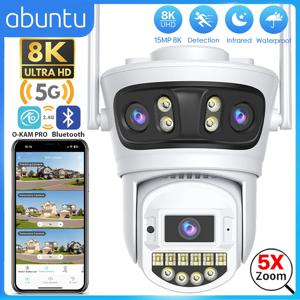야외 비디오 감시 카메라, 야간 투시경, 인간 감지 보안 캠, 15MP, 8K, 3 렌즈 와이파이 카메라, 3 화면, 2.4G, 5G