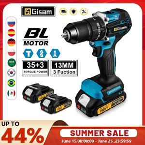 Gisam 13MM 65NM 브러시리스 전기 충격 드릴 Makita 18V 배터리 핀용 35 + 3 토크 전기 스크루 드라이버 해머 드릴 도구