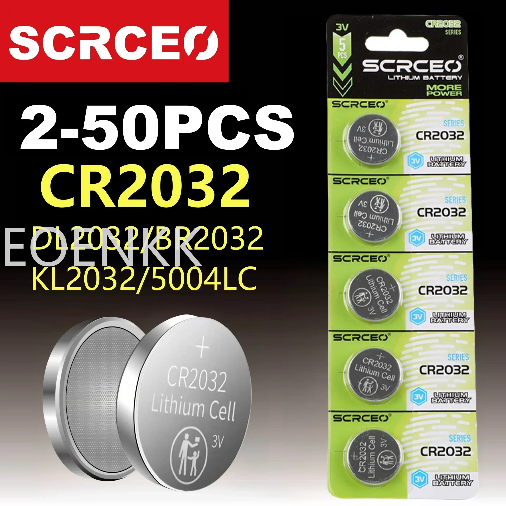 New2-50PCS 시계 장난감 계산기 자동차 리모컨 단추 코인 셀용 리튬 배터리, CR 2032 단추 배터리, CR2032 3V