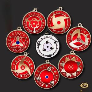 6cm 나루토 애니메이션 피규어 주변 금속 모델 Mangekyo Sharingan 뒤 포장 장식 펜던트 키 체인 생일 선물 완구
