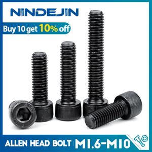 NINDEJIN 육각형 육각 소켓 캡 헤드 나사 볼트 M1.6 M2 M2.5 M3 M4 M5 M6 M8 M10 12.9 등급 탄소강 알렌 나사 DIN912