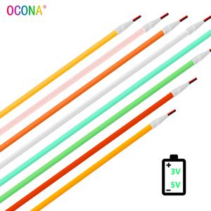 장난감용 초박형 COB LED 스트립 조명, DIY 장식, USB 배터리 전원, 480LED/m, 차가운 흰색, 유연한 테이프 조명, 빨간색, 5V, 3mm