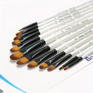 12pcs 나일론 머리 나무 손잡이 수채화 페인트 브러시 펜 학습에 대 한 설정 Diy 오일 아크릴 그림 미술 페인트 브러쉬 용품