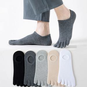 5 짝/몫 여름 남성 스플릿 발가락 보트 양말 블랙 그레이 솔리드 100% 코튼 통기성 다섯 손가락 양말 캐주얼 스포츠 양말