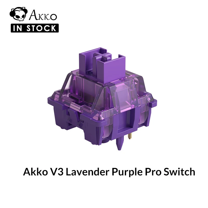 Akko V3 Pro 라벤더 보라색 스위치 Mx 기계식 키보드 용 안정적인 방진 줄기가있는 5 핀 40gf 촉각 스위치 (45 개)