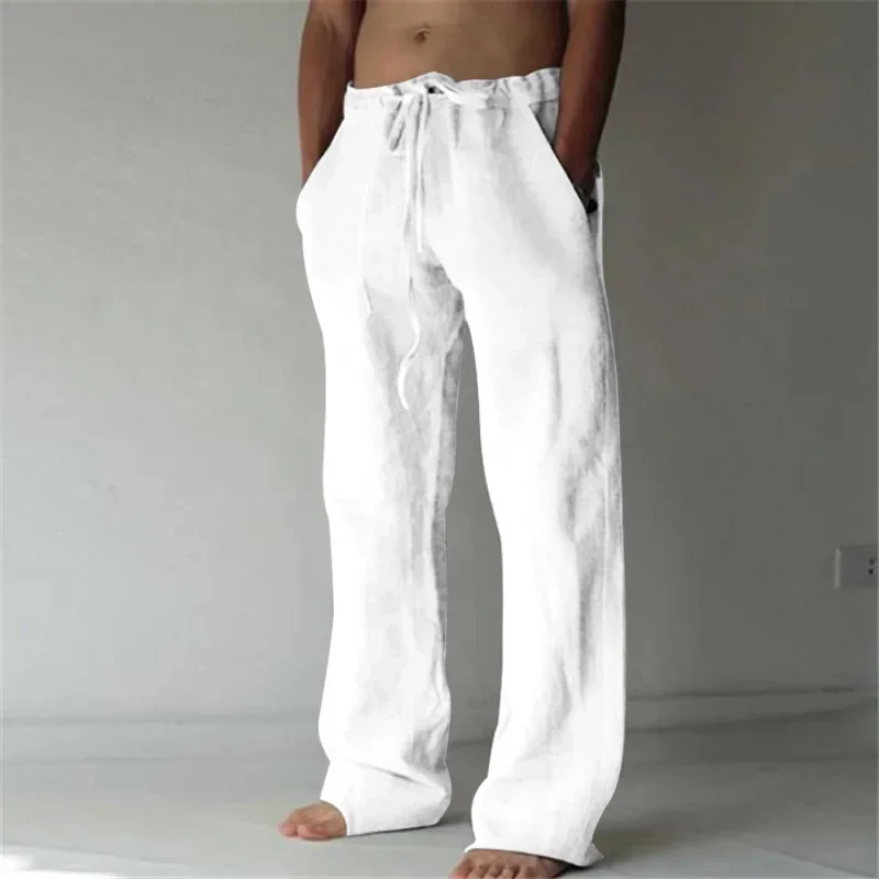 Ropa Hombre 남성용 헐렁한 바지, 코튼 린넨 캐주얼 바지, 통기성 바지, 피트니스 스트리트웨어, 조깅 의류, 가을 여름