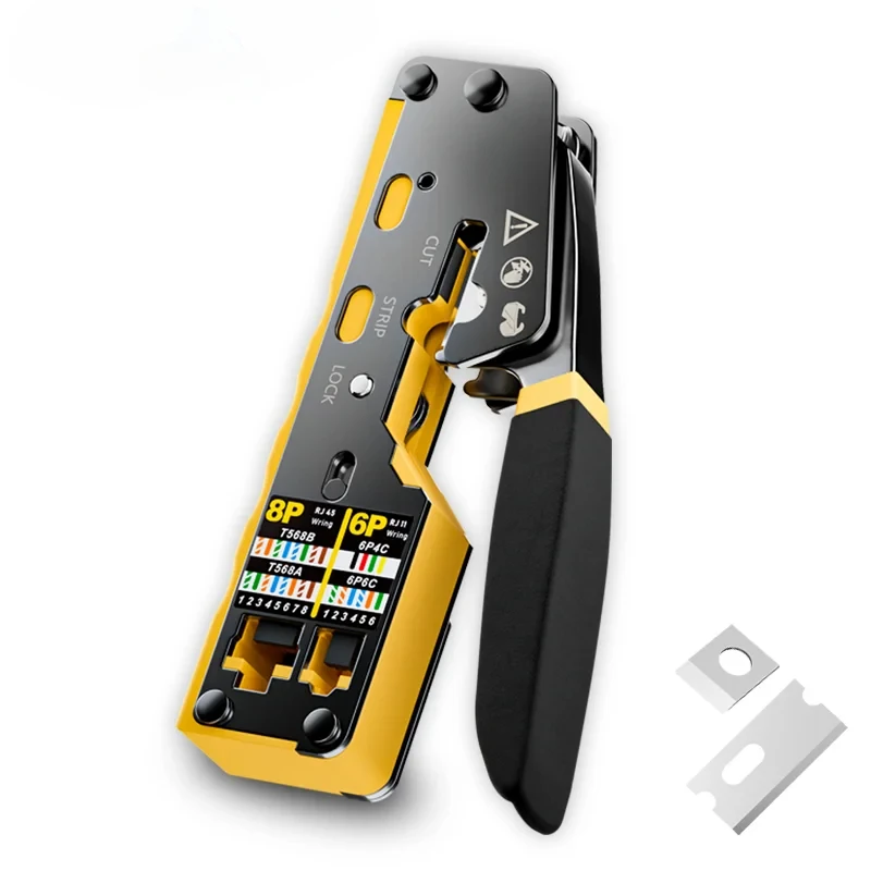ZoeRax RJ45 압착 도구 교체 블레이드가 있는 Cat6 Cat5 Cat5e RJ45 커넥터용 이더넷 압착 도구 통과