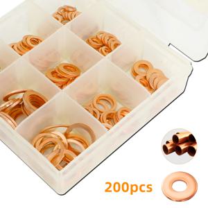 구리 가스켓 박스형 다중 표준 O 형 구리 가스켓 조합 오일 플러그 및 씰링 링 조합 1 상자 200pcs