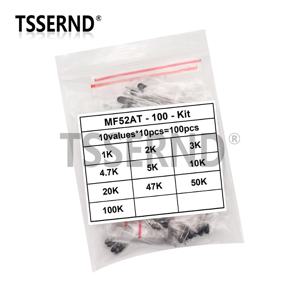 100pcs=10valuesX10pcs NTC 서미스터 저항기 키트 NTC-MF52AT 1K 2K 3K 4.7K 5K 10K 20K 47K 50K 100K 5% 3950B