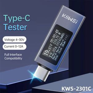 KWS-2301C 다기능 디지털 디스플레이 DC 전압 전류 측정기 전력계 Type-C 전화 충전 테스터 DC 4-30V 0-12A