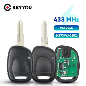 KEYYOU 1 버튼 Renault Clio Master Twingo Kangoo 433Mhz 자동차 원격 키 맞춤 Uncut NE73 VAC102 블레이드 ID46 PCF7946 칩 쉘