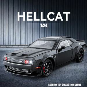 1:24 닷지 챌린저 Hellcat 장난감 자동차 다이 캐스팅 Metel 자동차 장난감 어린이를위한 소리와 빛 Hellc와 Hellcat 모델 자동차를 뒤로 당겨