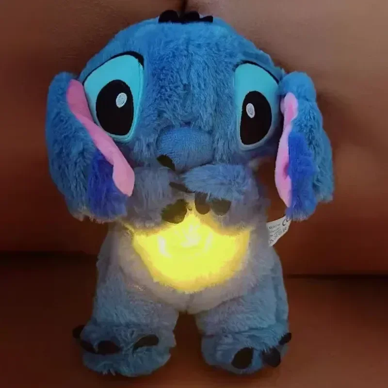 Lilo & Stitch 봉제 인형, 숨쉬는 어린이 봉제 인형, 귀엽고 부드러운 장난감, 애니메이션 아기 음악, 가벼운 수면 장난감, 핑크 스티치, 어린이 선물, 2024 신제품