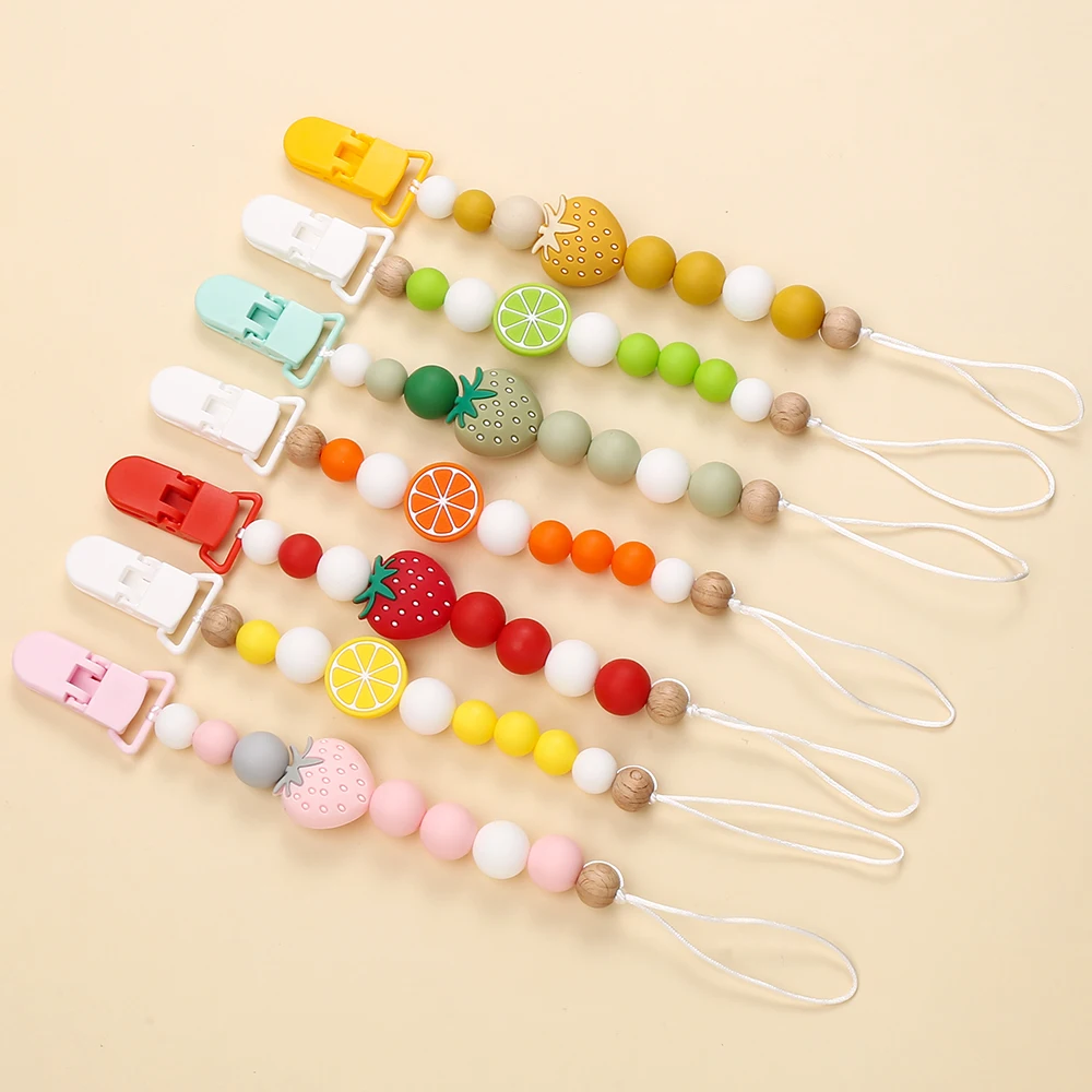 아기 젖꼭지 클립 젖꼭지 체인, 다채로운 퍼럿 비즈 더미 클립, 젖니 젖꼭지 치과 관리용 BPA 프리 거치대