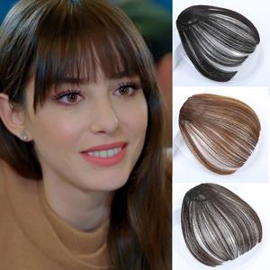 100% 인간의 머리카락 앞머리 클립 앞머리 머리 확장 Wispy Air Bangs 클립 앞머리 헤어피스 여성용 가짜 앞머리 매일 착용