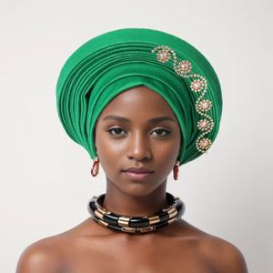 아프리카 Headtie 자동 Gele 여성 Turban 모자 나이지리아 Headtie 웨딩 파티 머리 넥타이 여성 머리 랩 이미 Autogele 제작