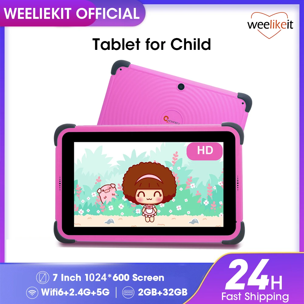 리퍼브 7인치 어린이용 태블릿 안드로이드 1024x600 HD 쿼드 코어 듀얼 WiFi 2GB+32GB 어린이용 교육용 태블릿 완벽한 선물!
