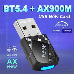 WiFi 6 Bluetooth 5.4 AX900 네트워크 카드 WiFi USB 무선 어댑터 2in1 듀얼 밴드 2.4G 5GHz Wi-Fi Lan 동글 수신기 드라이버 무료