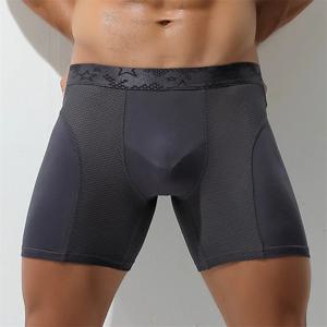 여분의 긴 스포츠 속옷 남자 복서 팬티 안티 착용 다리 실행 대형 통기성 훈련 복서 팬티