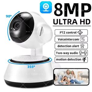 8MP 4K 스마트 미니 WiFi IP 카메라 무선 지능형 자동 추적 양방향 오디오 아기 애완 동물 모니터 감시 카메라 가정용