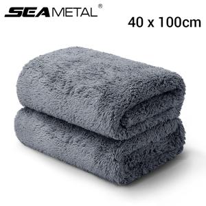 SEAMETAL 40X100CM 세차 수건 산호 벨벳 마이크로 화이버 깨끗한 천 헤밍 없음 두꺼운 부드러운 고흡수성 세차 타월