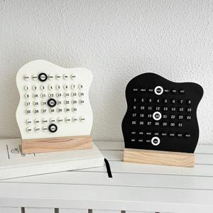 1pc 나무 영구 달력 몬테소리 달력 귀여운 책상 달력 조정 가능한 주 월 날짜 표시 달력 홈 오피스 데스크