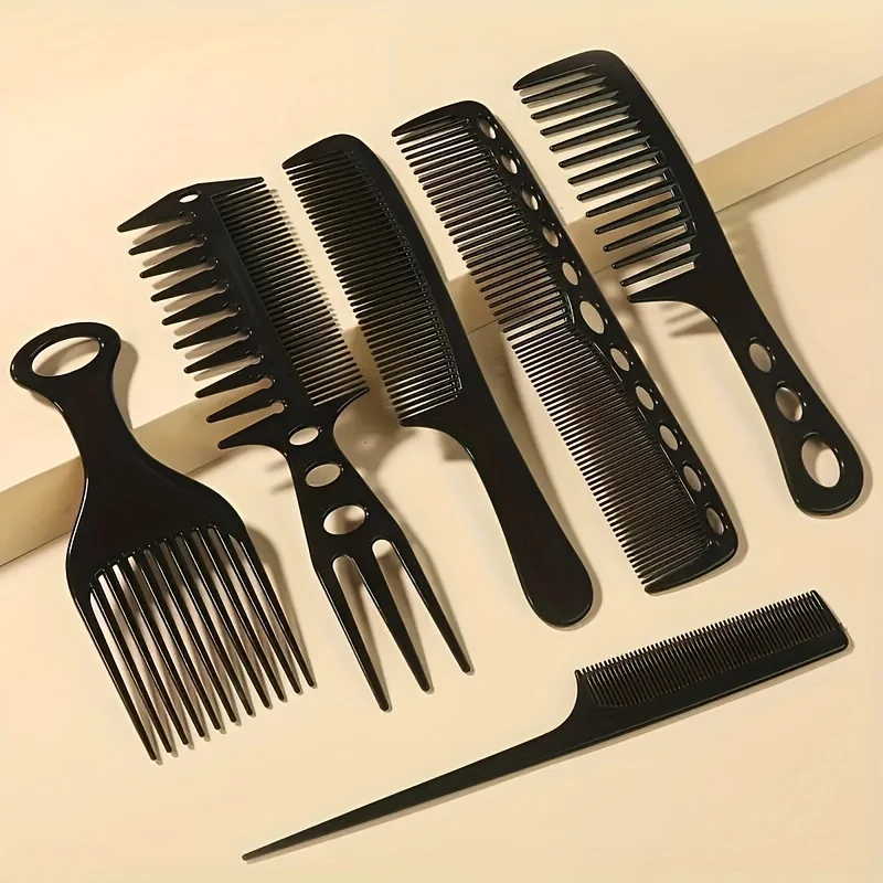 6pcs 새로운 스타일링 미용 남성 여성 미용실 헤어 미용 블랙 브러시 빗 헤어 브러시