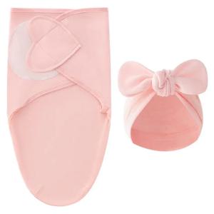 러브 하트 아기 담요 활 모자 세트 코튼 신생아 Swaddle 솔리드 ​​컬러 유아 잠자는 Swaddle 랩 올 시즌 New 0-24M