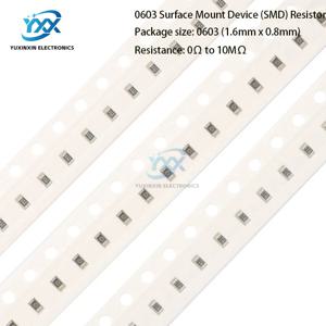 0603 SMD 저항기 0R-10M 옴 1% 정확도 | PCB 수리용 표면 실장 고정 저항기 100개, Arduino DIY 전자제품