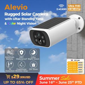 ALEVIO 2.5K 태양광 CCTV 카메라 무선 실외, 2.4G/5G WIFI 감시카메라, 초장시간 대기, PIR 스마트 조명, 컬러 나이트 비전, AI 감지, 배터리 카메라