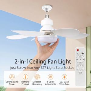 E26 E27 기본 30W 40W LED 천장 팬 조명 조정 가능한 3 조명 모드 무선 원격 스마트 팬 거실 홈 팬
