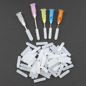 50/100/200pcs 디스펜스 바늘 실리콘 캡 접착제 바늘 보호 커버 주사기 바늘 접착제가 응고되는 것을 방지
