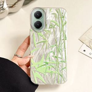 샤오미 포코 X5 X7 M6 Pro X6 X3 NFC C75 C71 C65 C61용 그린 대나무 꽃 캠렛 질감 실리콘 폰 케이스