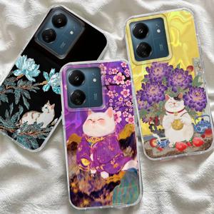 샤오미 포코 X5 X5 Pro X3 NFC X3 Pro 5G 폰 커버 귀여운 보라색 고양이 패턴 샤오미 포코 M6 충격 방지 실리콘 백