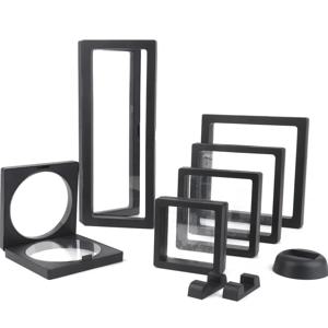 PE 필름 블랙 쥬얼리 보관 상자 3D 포장 케이스 보석 무료 스탠드 플로팅 프레임 멤브레인 링 귀걸이 목걸이 디스플레이