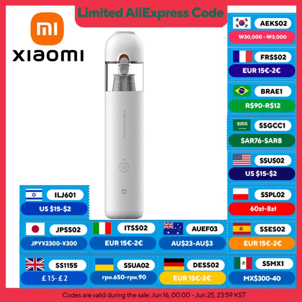 XIAOMI MIJIA 가정용 휴대용 진공 청소기 자동차 청소 기계 용 무선 진공 청소기 13000PA 사이클론 흡입