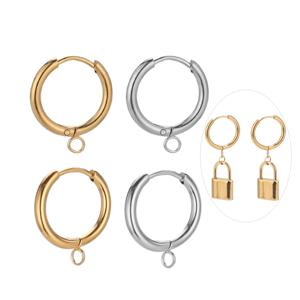 10pcs 스테인레스 스틸 골드 컬러 도금 Huggie 귀걸이 후크 루프 귀 포스트 점프 링 DIY 쥬얼리 결과 만들기