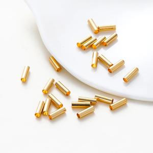 100Pcs 5-7mm 14K/18K 골드 도금 스트레이트 긴 튜브 황동 비즈 목걸이 DIY 쥬얼리에 대한 느슨한 스페이서 비즈 액세서리 만들기