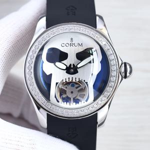 버블 시리즈 방수 기계식 손목 시계, 해골 패션, 플로팅 뚜르비옹, 46mm